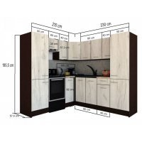 Bucatarie de Colt GENA NEW 12 ST. 210-230, Fara Corp de Cuptor, Wenge / Decor 0164